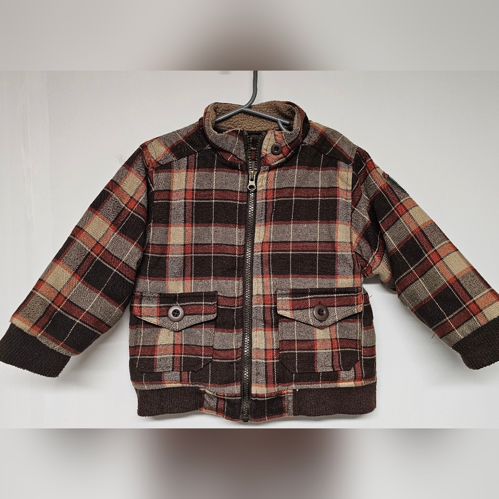 Nannette Plaid Kids Jacket - Brown and Red